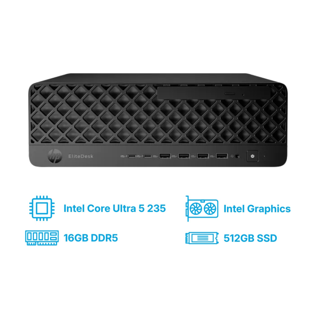 Računalnik HP SFF Elitedesk 8 G1i AI PC Ultra 5-235/ Q870/ 16GB-DDR5/ 512GB/ Intel grafika HDMI 2xDP 2xUSB-C/ RJ45/ 280W-92%/ Win11Pro 99M76ET#ABD