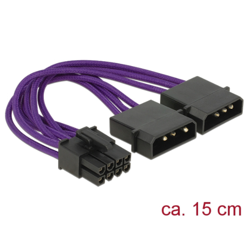 Kabel adapter napajalni MOLEX => PCI-Express 8 pin 0,15m Delock