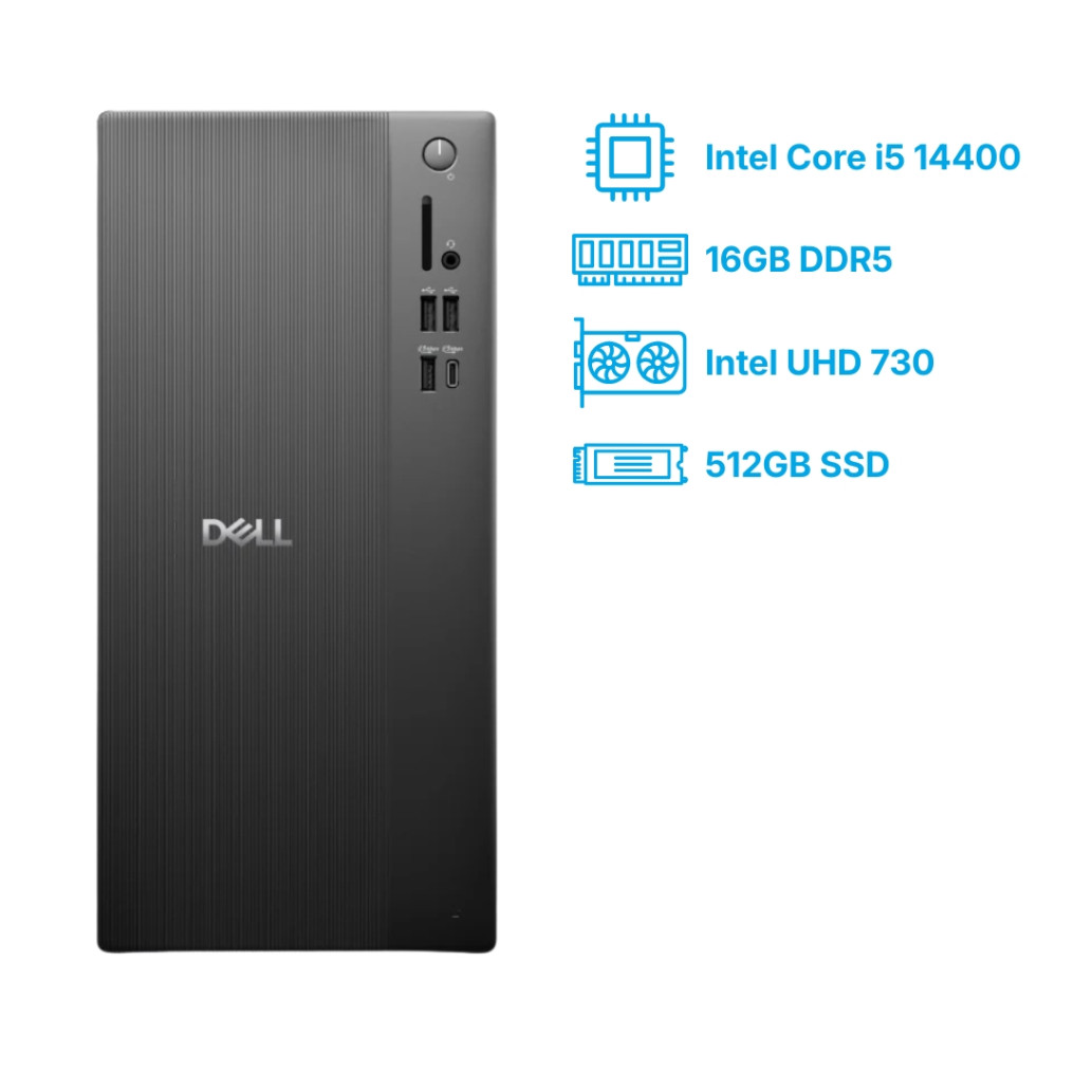 Računalnik Dell Tower ECT1250 i5-14400/ Q670/ 16GB-DDR5/ 512GB/ Intel 730 HDMI DP USB-C/ BT WiFi RJ45/ 180W-85%/ Win11Pro ECT1250-16