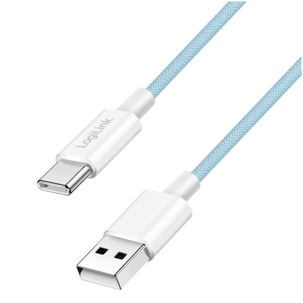 Kabel USB-C (m) => USB-A (m) 2.0 najlon ovoj 0,50m 60W 3A/20V 480Mbps PD3 moder LogiLink (CU0329)