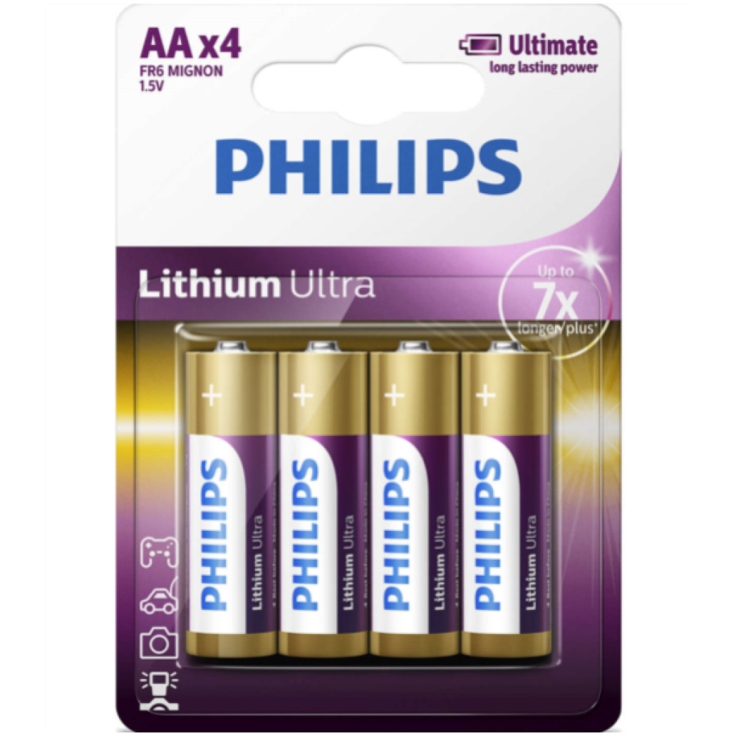 Baterijski vložek Philips 1,5V AA/ LR6 4 kos Philips Lithium Ultra (FR6LB4A/ 10)