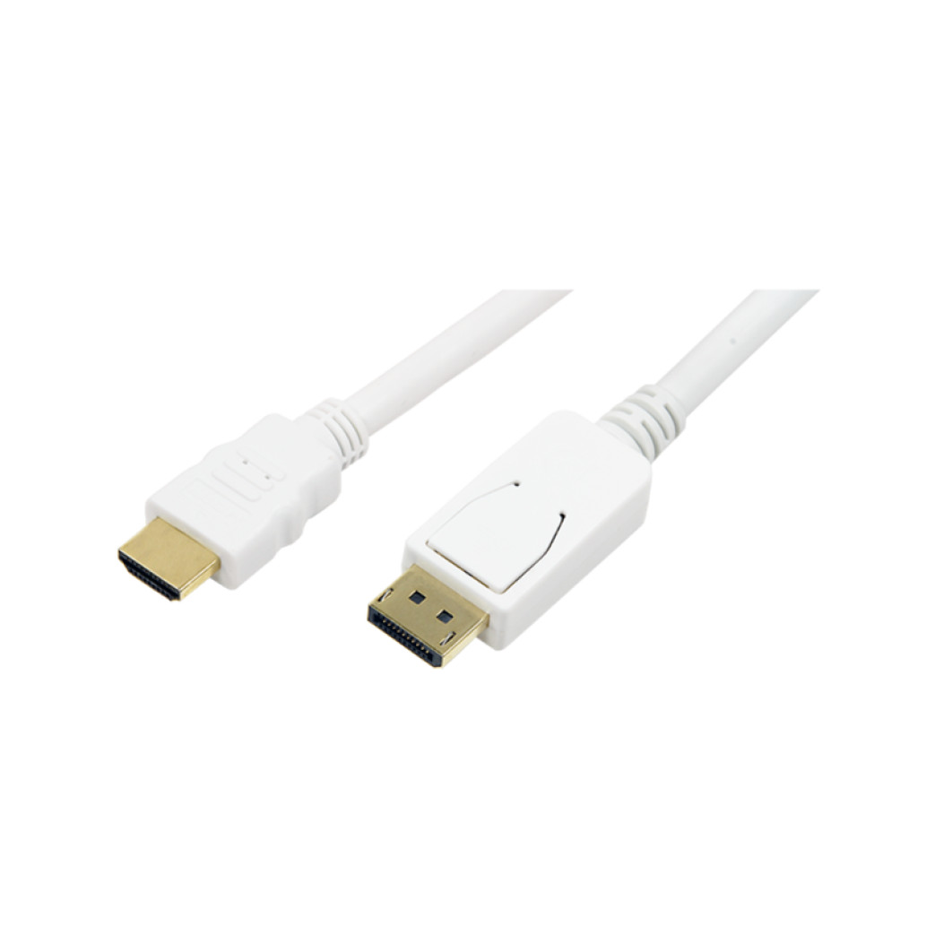 Kabel DisplayPort(m)=>HDMI(m) 2,00m 4K/30Hz pozlačeni kontakti bel LogiLink (CV0055)
