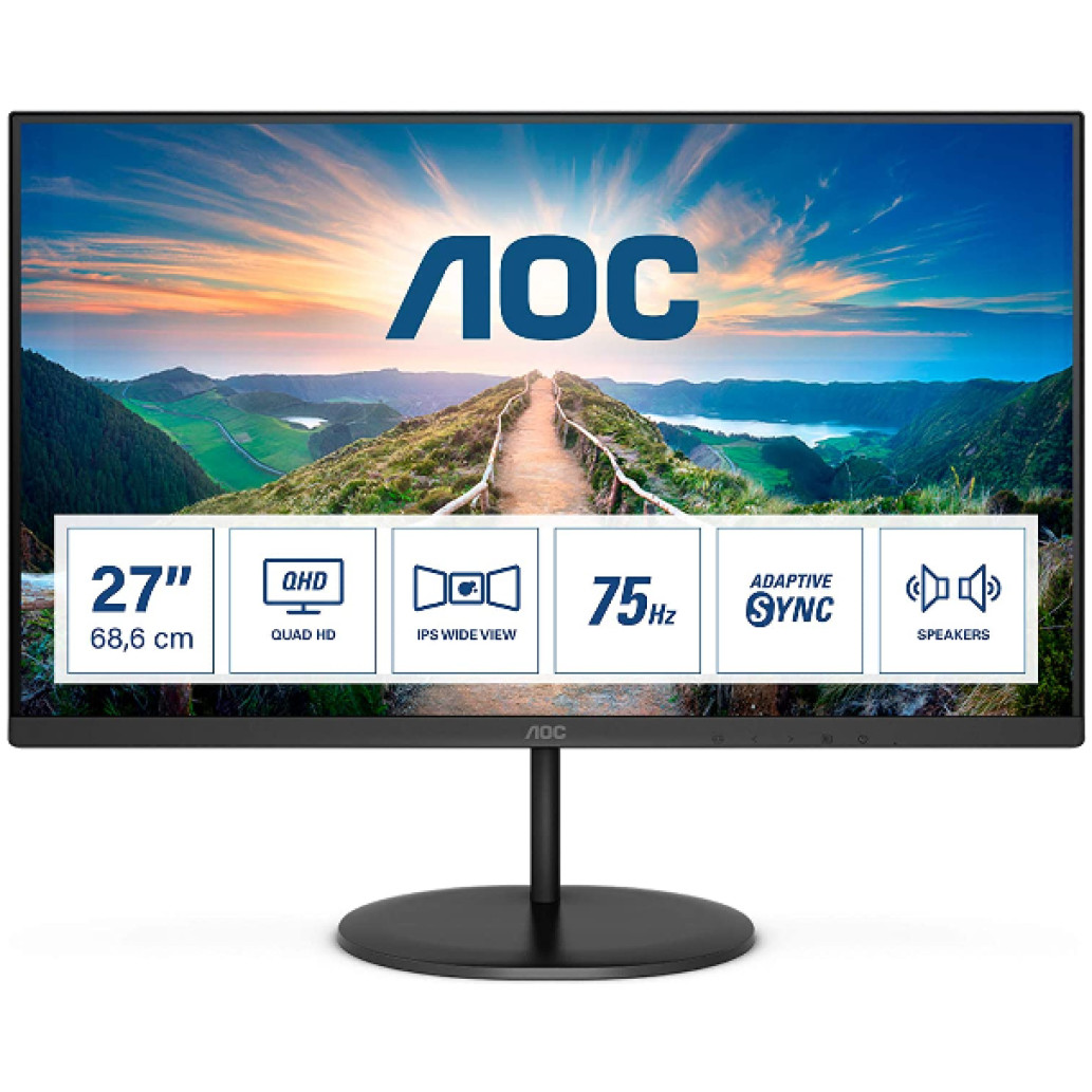 Monitor AOC 68,5 cm (27,0in) Q27V4EA 2560x1440 75Hz IPS 4ms HDMI DisplayPort  zvočniki 3H sRGB104%
