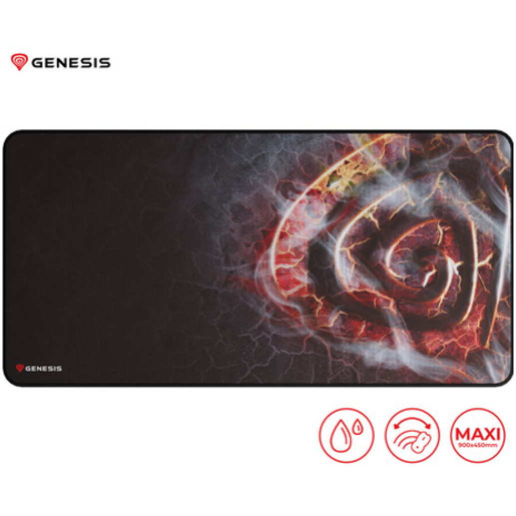 Podloga za miško Genesis mikrovlakna 900x450x2,5mm Maxi Lava vodoodporna črna