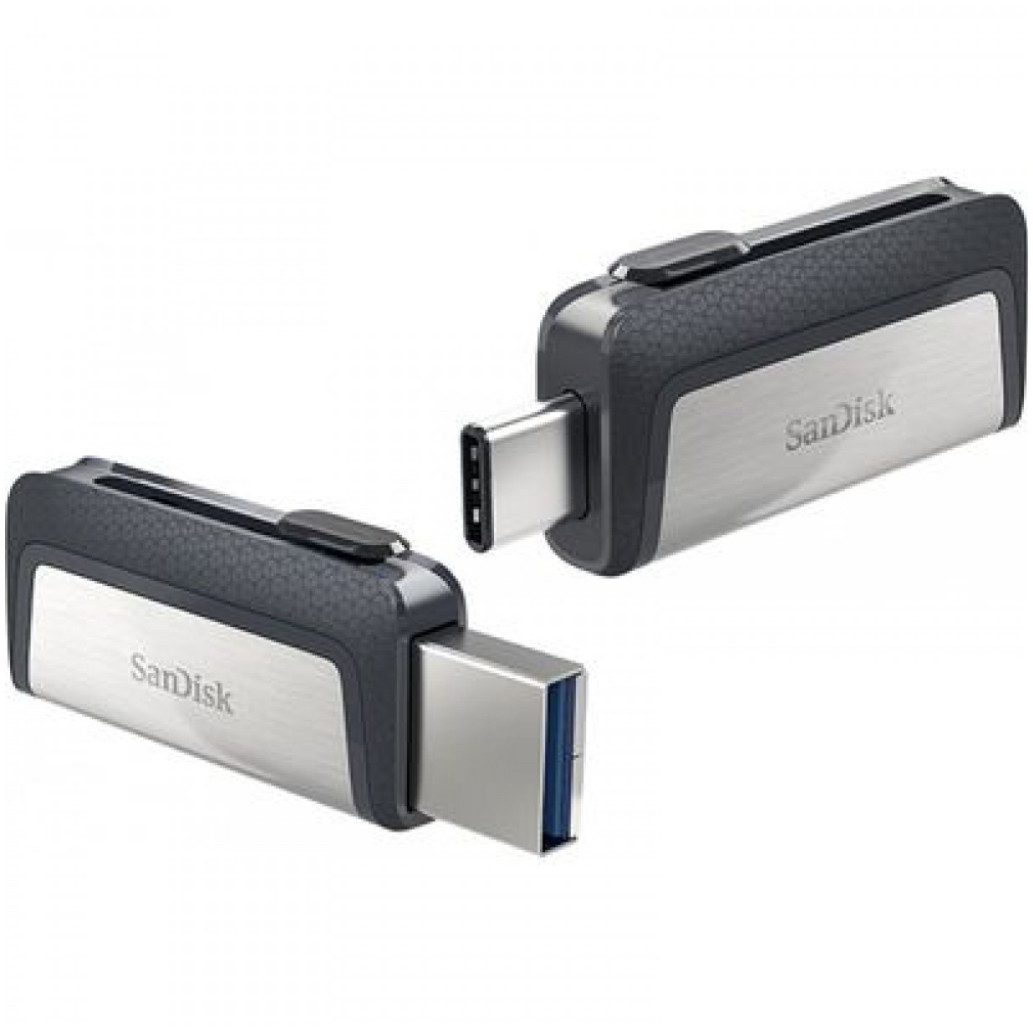Spominski ključek 256GB USB 3.2/ USB-C Sandisk Ultra Dual 150MB/ s plastičen izvlečni srebrno-črn (SDDDC2-256G-G46)