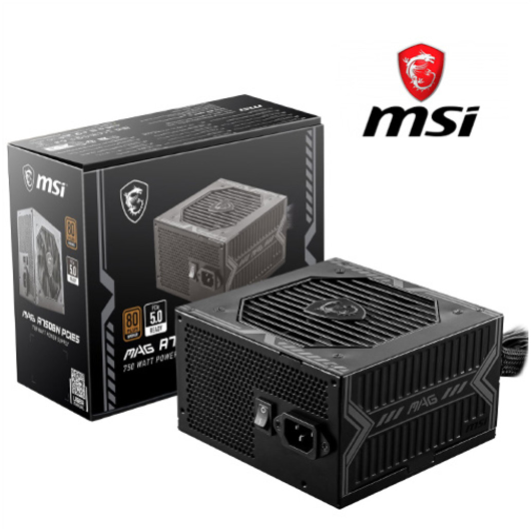 Napajalnik - 750W MSI MAG A750BN 80Plus Bronze 80% ATX 3.1 (Gen5) Non modular 120mm črna (306-7ZP2C11-CE0)
