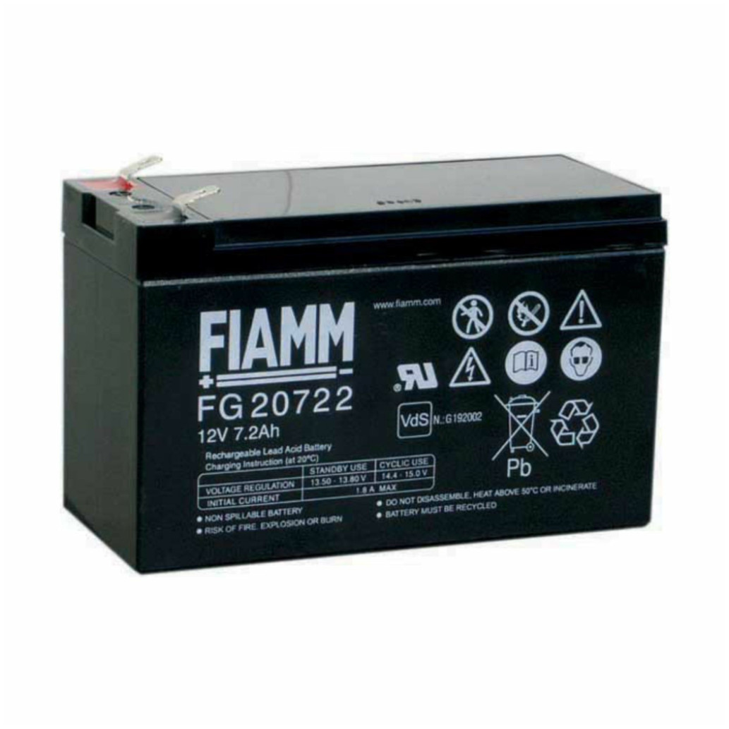 Akumulator FIAMM 12V/ 7,2 Ah (FG20722, nastavki:  faston 6.35)