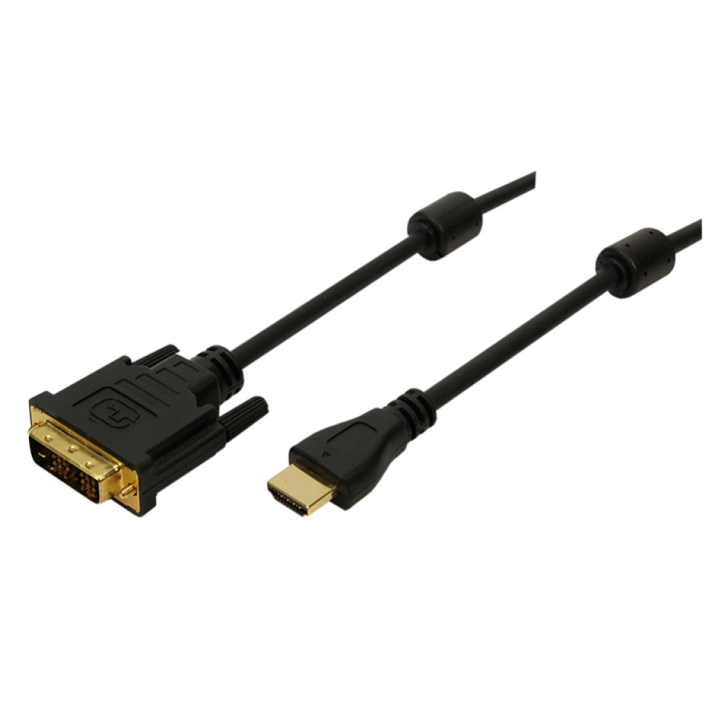 Kabel HDMI(m)=>DVI Digital(18+1)(m) 2,00m pozlačeni kontakti feritno jedro črn LogiLink (CH0004)