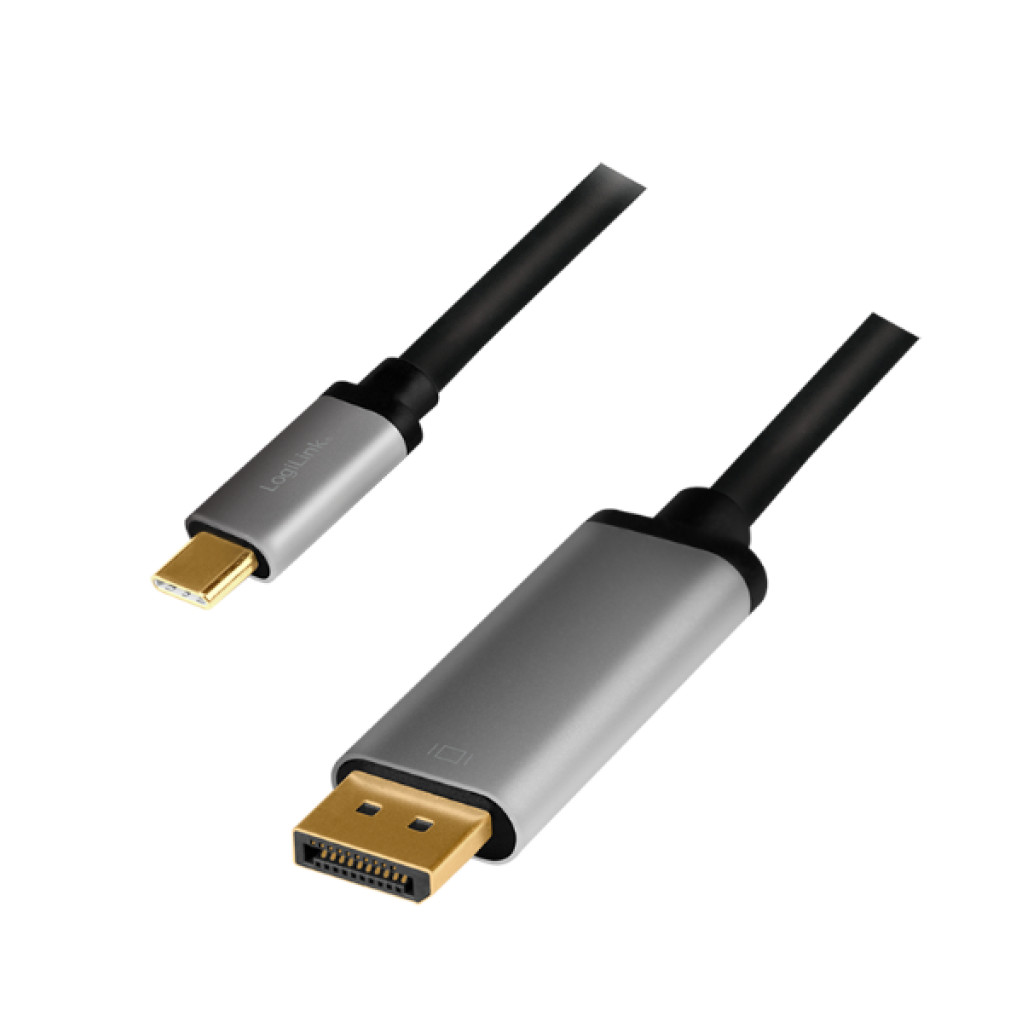 Kabel USB-C => DisplayPort 1,80m 4K@60Hz alu črno siv LogiLink (CUA0100)