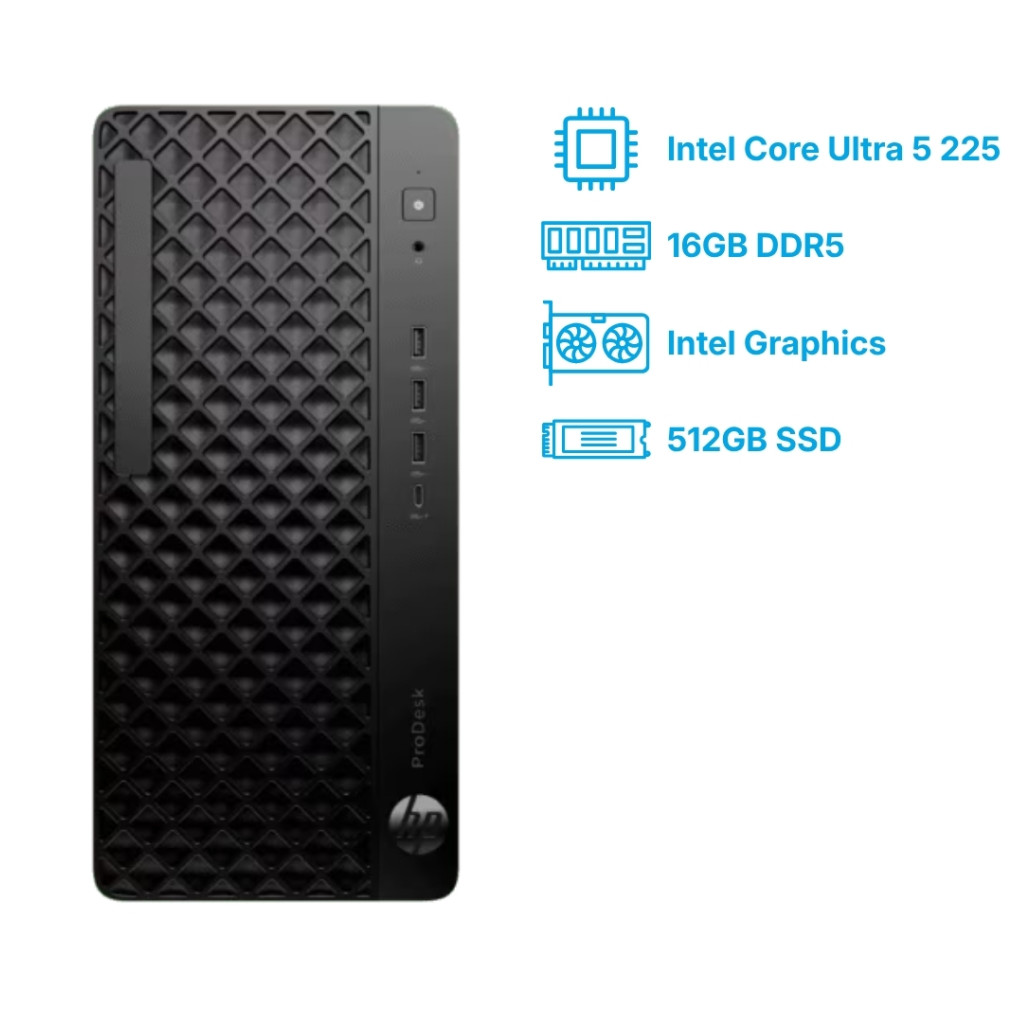Računalnik HP Tower ProDesk 4 G1i AI PC Ultra 5-225/ Q870/ 16GB/ 512GB/ Intel grafika HDMI DP USB-C/ BT WiFi RJ45/ 280W-92%/ Win11Pro 9H7U6ET
