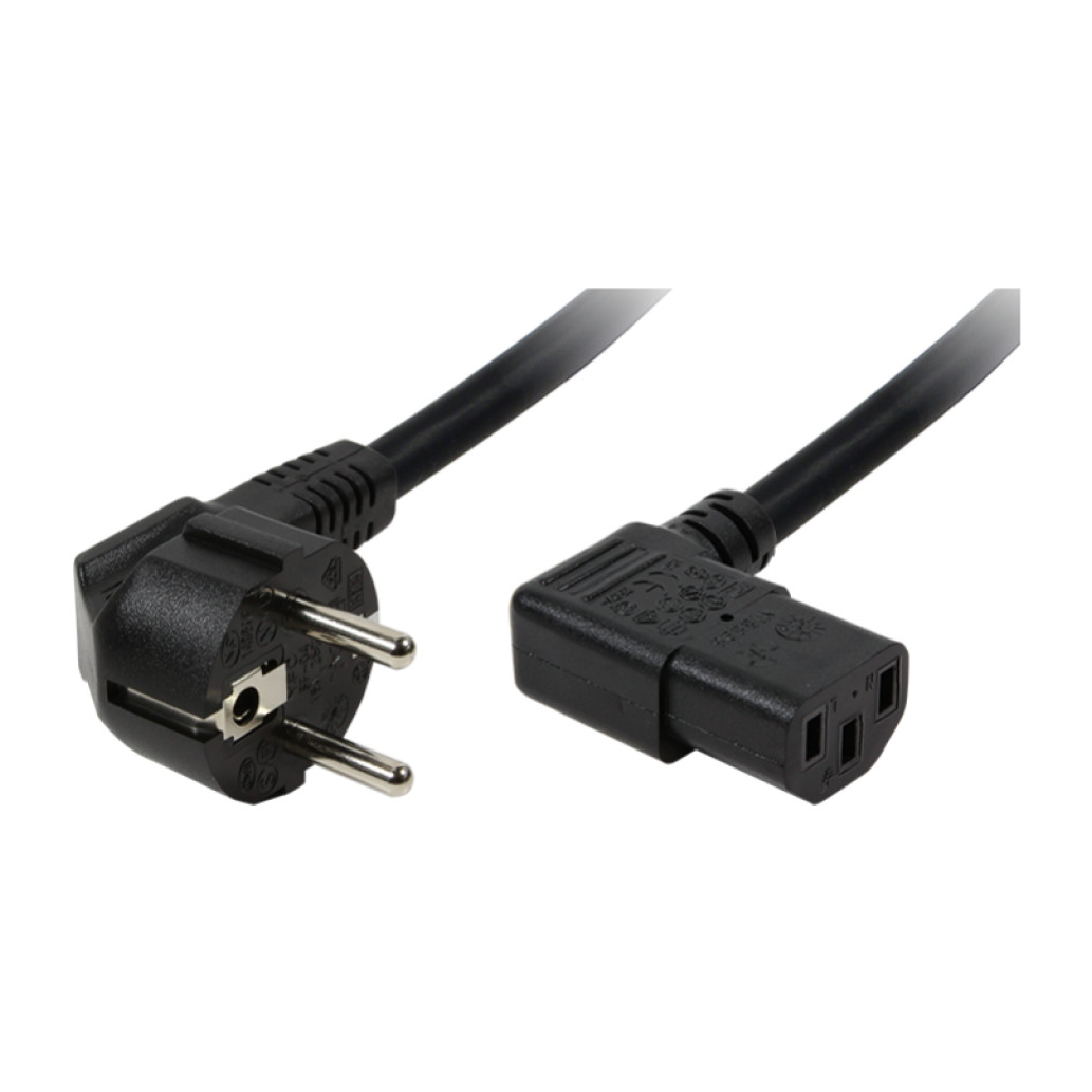 KABEL NAPAJALNI 220V 2,00m Schuko - C13 kotni 90° črn LogiLink (CP103)