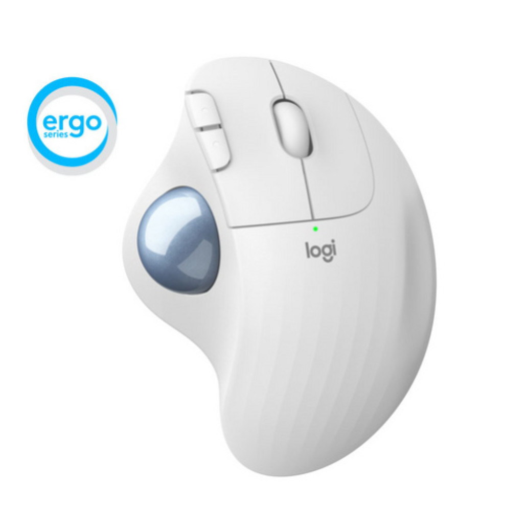 Miš Ergonomska Brezžična Logitech M575 Trackball, Bluetooth, Unifying, bela barva (910-005870)