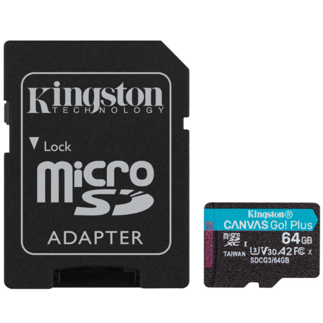 Spominska kartica SDXC-Micro 64GB Kingston Canvas Go! Plus 170MB/ s U3 V30 UHS-I (SDCG3/ 64GB) +adapter