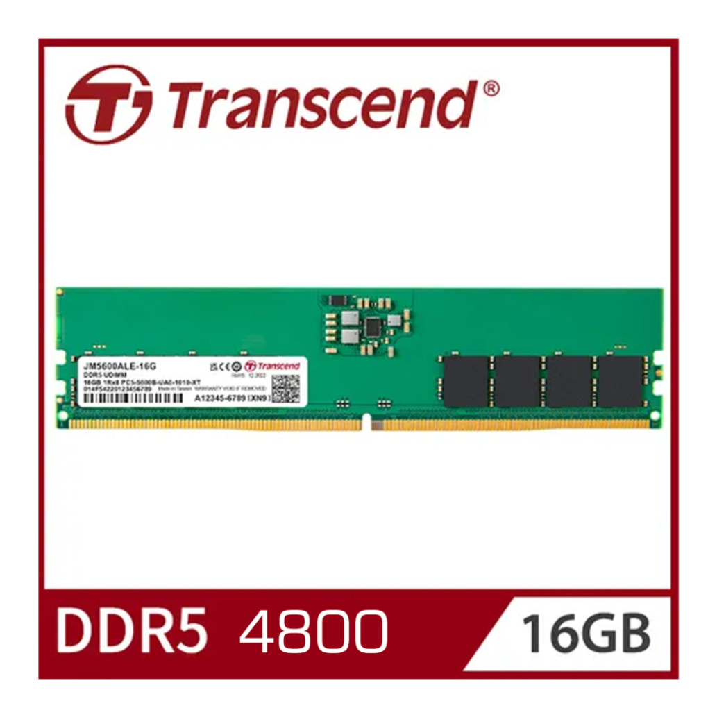 DDR5 16GB 4800MHz CL40 Single (1x16GB) Transcend JM4800ALE-16G 1,1V (JM4800ALE-16G)