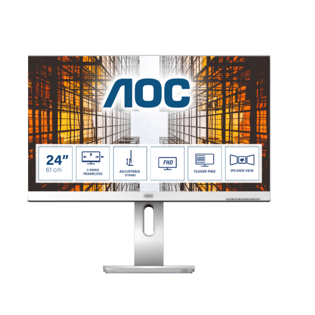 Monitor AOC 60,9 cm (24,0in) X24P1 1920x1200 IPS 4ms VGA DVI HDMI DisplayPort Pivot zvočniki 1/ 4xUSB3.1  sRGB 99% - sive barve