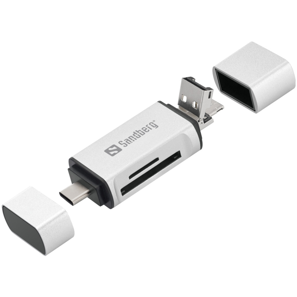 Čitalec kartic USB-C 2.0 z USB-A in microUSB preklopnim vtičem Sandberg (136-28)