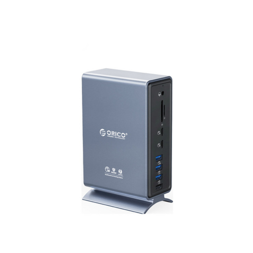 Priklopna postaja USB-C => Orico TB3-S4 1xDisplayPort 5xUSB 2xUSB-C RJ45 čitalec kartic SD/microSD (TB3-S4-EU-GY-BP)