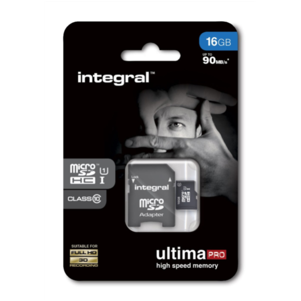 Spominska kartica SDHC-Micro 16GB Integral 90MB/ s (INMSDH16G10-90U1)