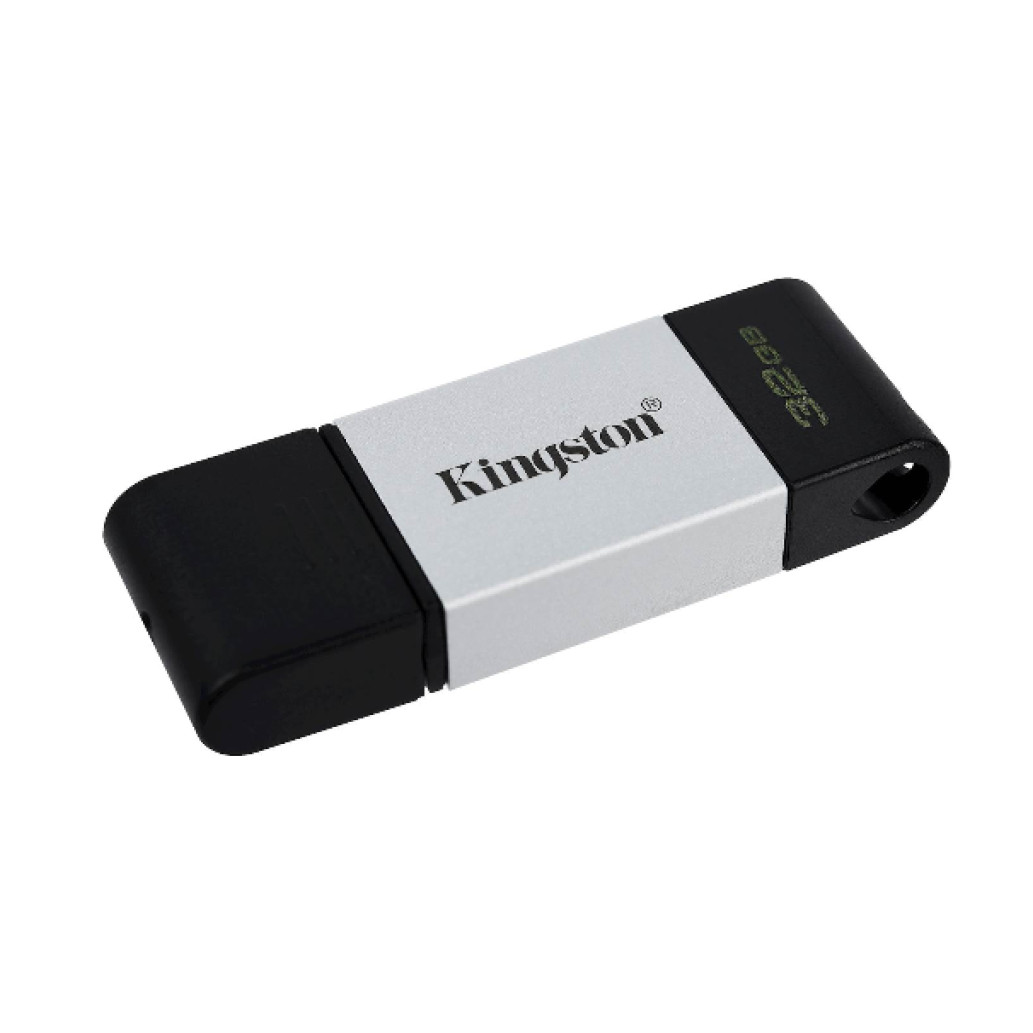 Spominski ključek 64GB USB 3.1/ USB-C Kingston DT80 200MB/ s 60MB/ s plastičen s pokrovčkom srebrno-črn (DT80/ 64GB)