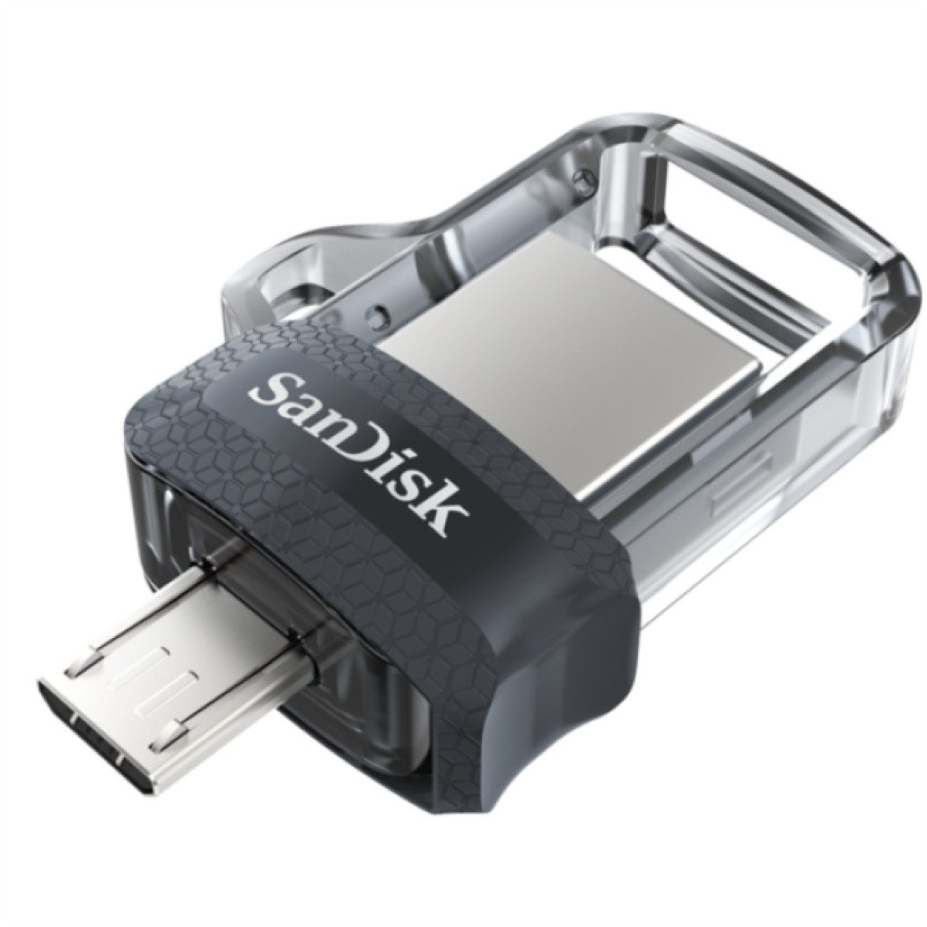 Spominski ključek 64GB USB-micro/A Sandisk Ultra Dual 130MB/s kovinski-plastičen micro siv On-The-Go (SDDD3-064G-G46)
