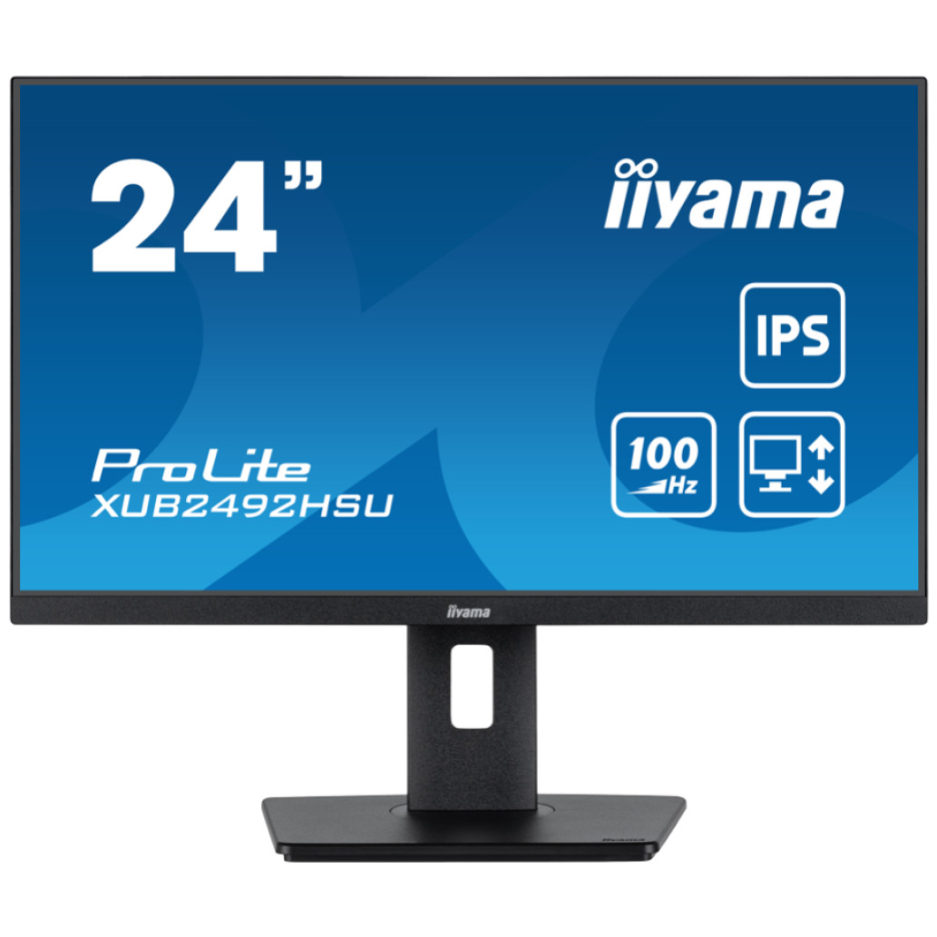 Monitor Iiyama 60,5 cm (23,8in) XUB2492HSU-B6 1920x1080 100Hz IPS 0,4ms HDMI DisplayPort 4xUSB3.2 Pivot Zvočniki  2H sRGB99% ProLite
