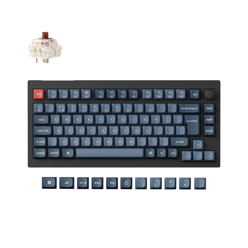 Tipkovnica brezžična, bluetooth, USB Keychron V1 Max mehanska rjava stikala UK | črna siva RGB (V1M-D3-UK)