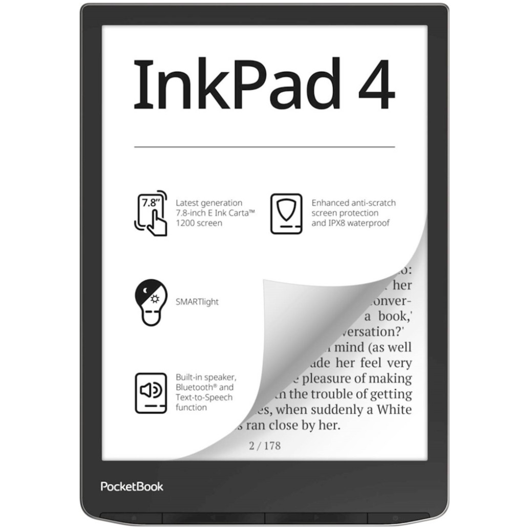 E-bralnik/ tablični računalnik 19,81 cm (7,8in) PocketBook InkPad 4 1GB/ 32GB - srebrn
