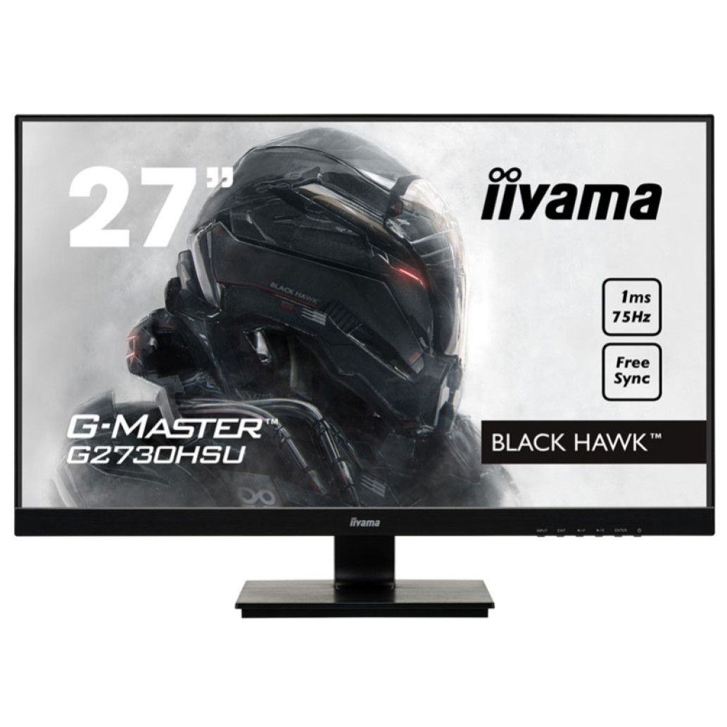 Monitor Iiyama 68,6 cm (27,0in) G2730HSU-B1 1920x1080 Gaming 75Hz TN 1ms VGA HDMI DisplayPort 2xUSB2.0 Zvočniki  FreeSync BlackHawk