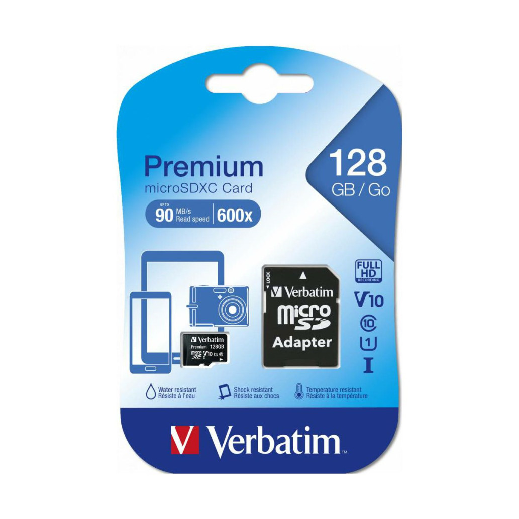 Spominska kartica SDXC-Micro 128GB Verbatim Premium 90MB/s/U1 UHS-I +adapter (044085)