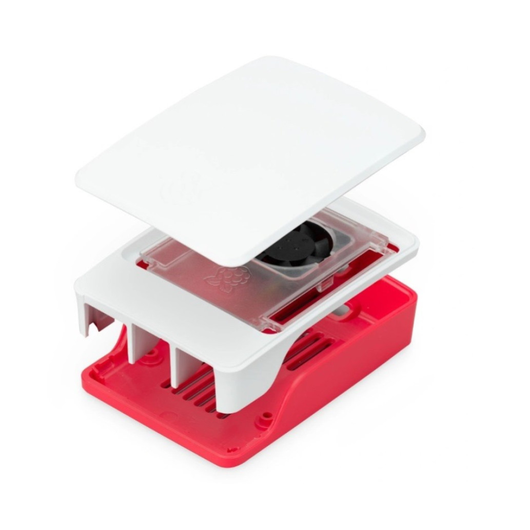 Ohišje za Raspberry Pi 5 z aktivnim hlajenjem rdeče/ belo (SC1159)