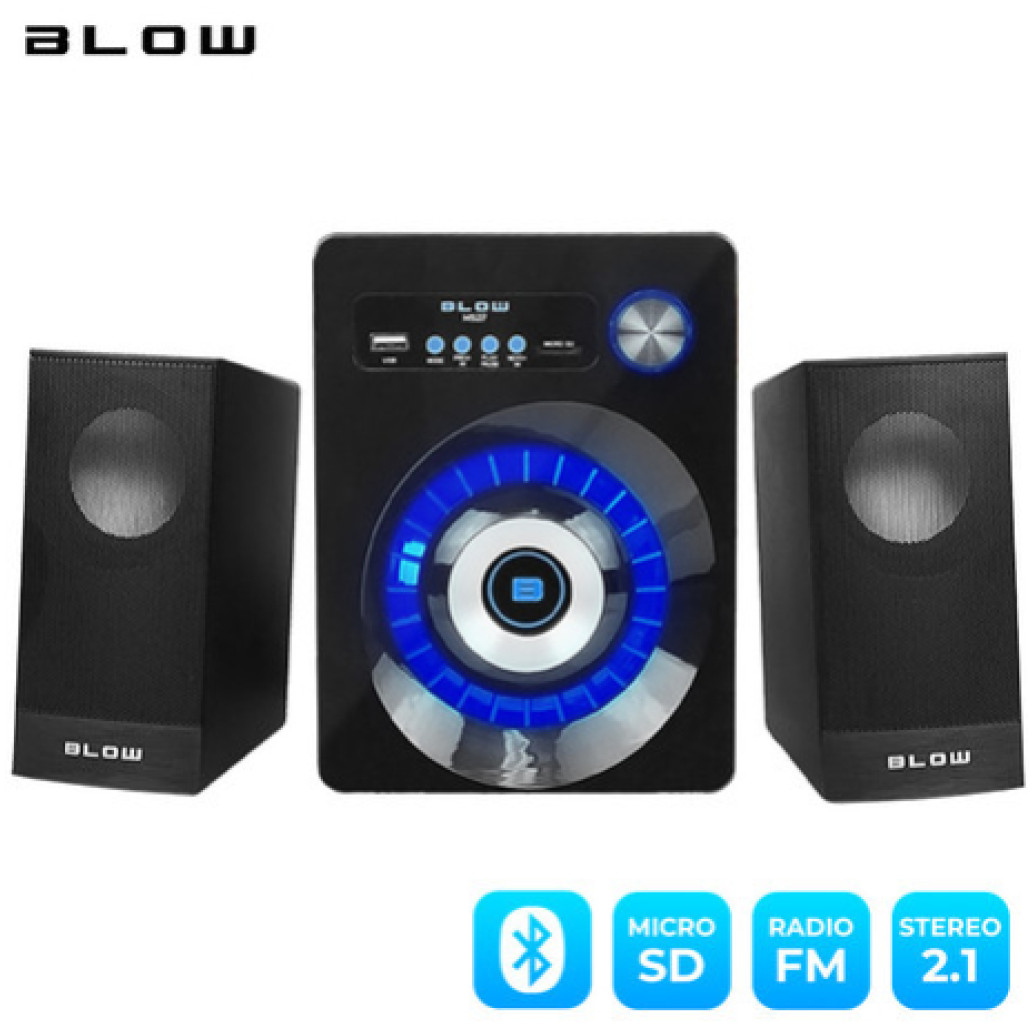 Zvočniki bluetooth BLOW MS-27 10W + 2x3W - 2.1 (črna)