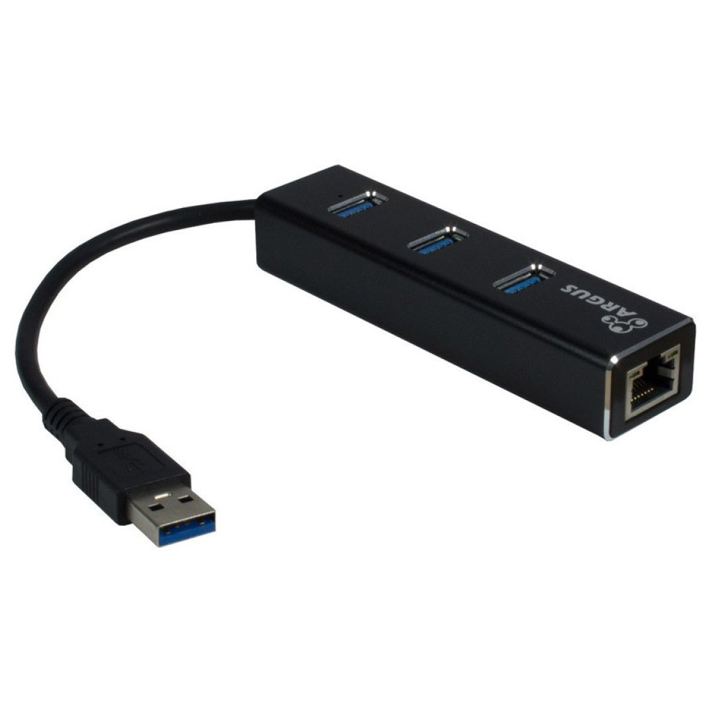 HUB USB 3.0 3portni Inter-Tech Argus IT-310 z 100/ 1000 Ethernet mrežnim priključkom črn (IT-310)