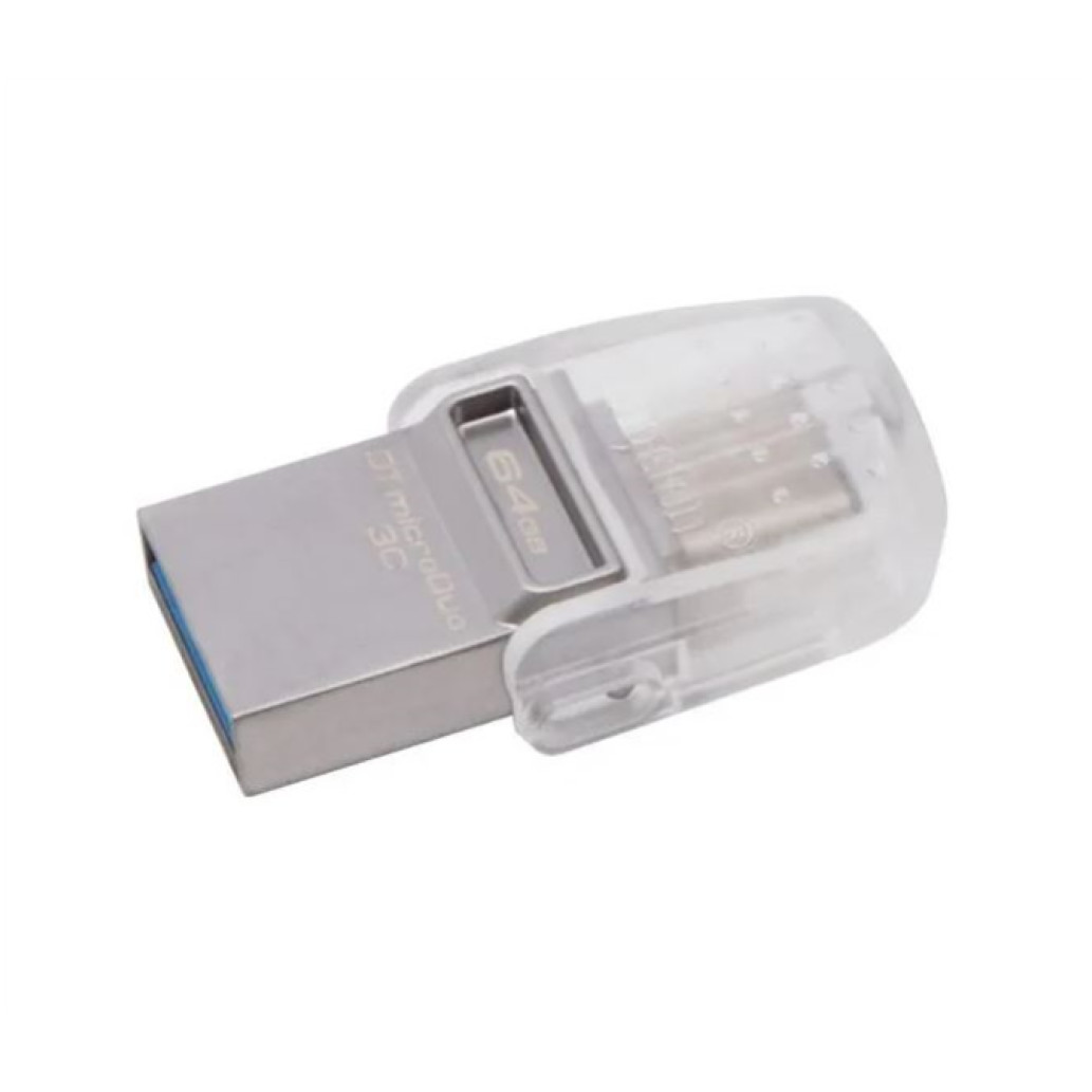 Spominski ključek 64GB USB 3.2/ USB-C Kingston 100MB/ s 15MB/ s plastičen micro duo prozorn (DTDUO3C/ 64GB)
