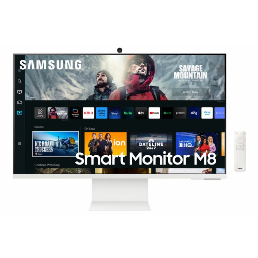 Monitor Samsung 80 cm (31,5in) S32CM801UU 3840x2160 Smart TV Tizen VA 4ms MicroHDMI USB-C 65W 2xUSB HAS Kamera Zvočniki  sRGB99% BT WiFi RJ45 HDR10+ bela Daljinec, Bixby, Alexa