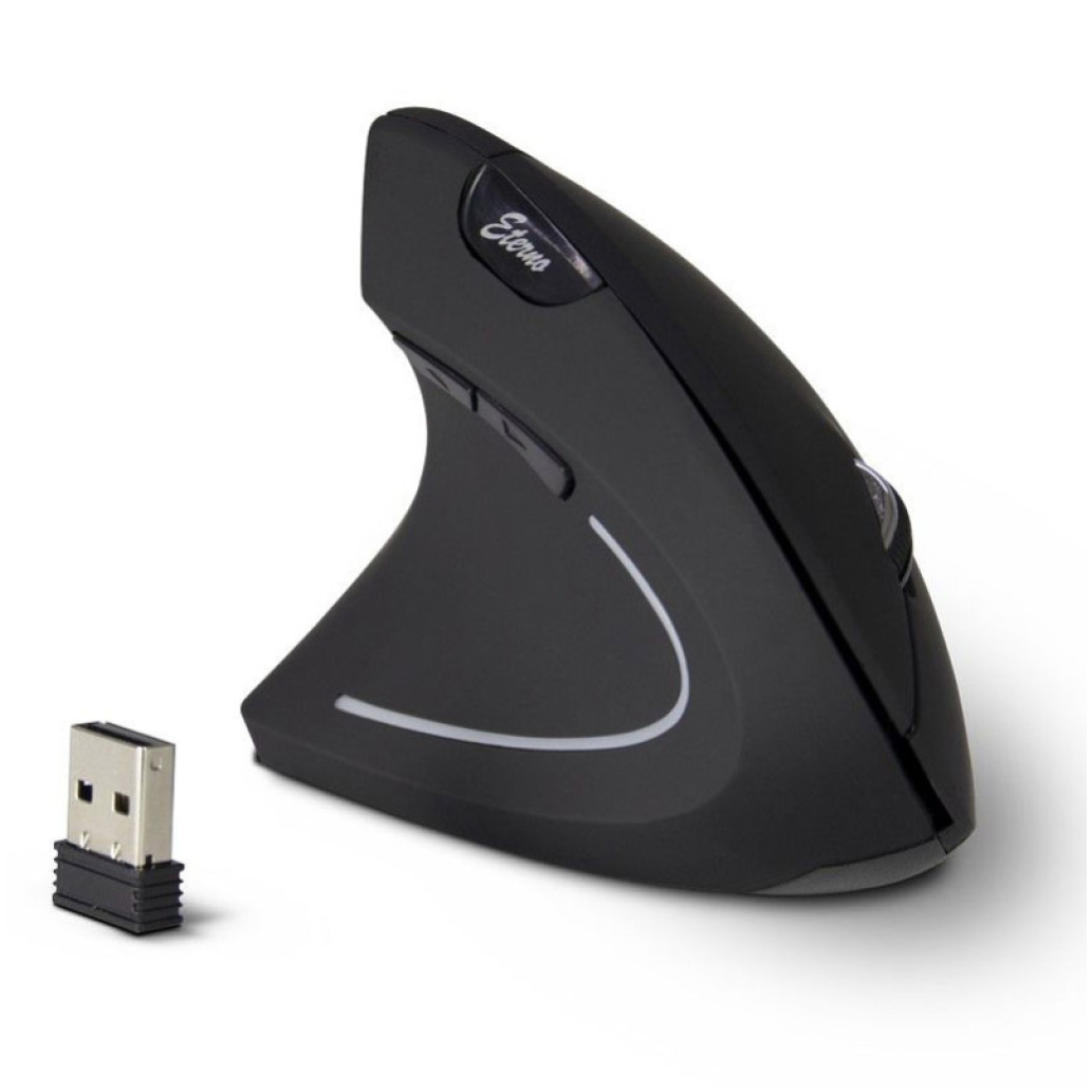 Miš brezžična ergonomska Inter-Tech KM-206L 16000DPI za levičarje črna