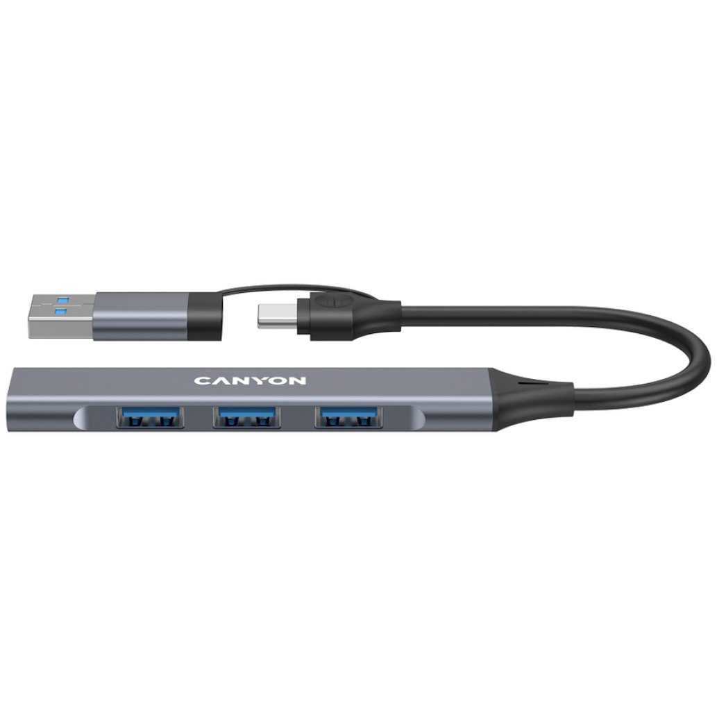 HUB USB-C/A => 3xUSB-A 2.0 1xUSB-A 3.0 DS-02 Canyno siv (CNS-TDS02G)