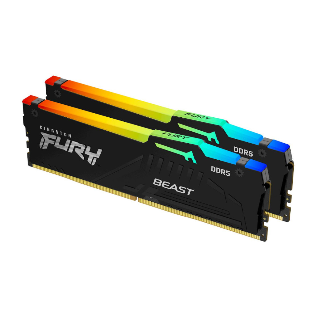 DDR5 32GB 5200MHz CL40 KIT (2x16GB) Kingston RGB Fury Beast XMP3.0 1,25V Fury črna (KF552C40BBAK2-32)