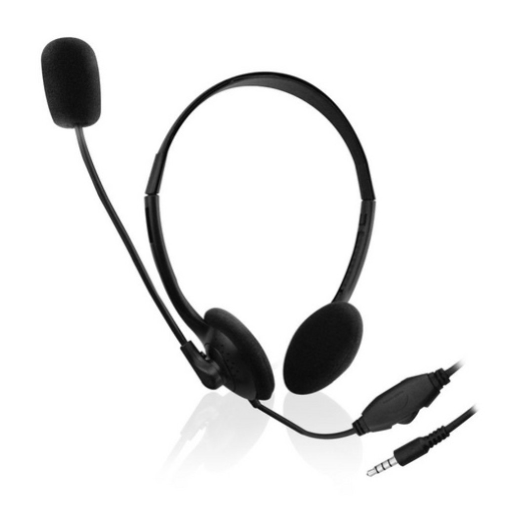 Slušalke žične Ewent naglavne 1x3,5mm črne nadzor glasnosti z mikrofonom (EW3567) 