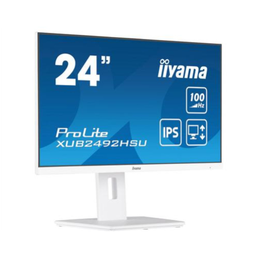 Monitor Iiyama 60,5 cm (23,8in) XUB2492HSU-W6 1920x1080 100Hz IPS 0,4ms HDMI DisplayPort 4xUSB3,2 Pivot Zvočniki  sRGB99% ProLite bele barve