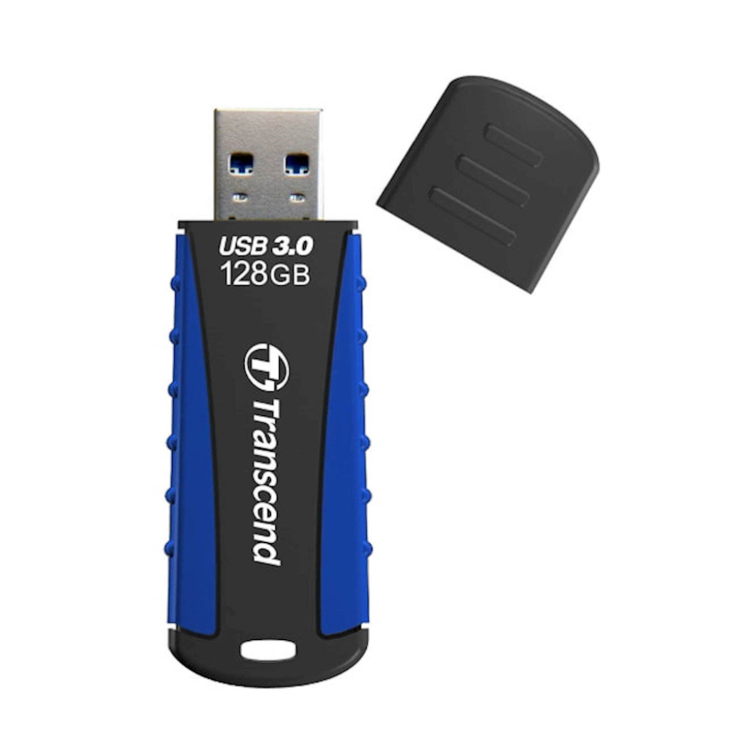 Spominski ključek 128GB USB 3.1 Transcend JF810 80MB/ s 25MB/ s gumificiran s pokrovčkom črno-moder (TS128GJF810)