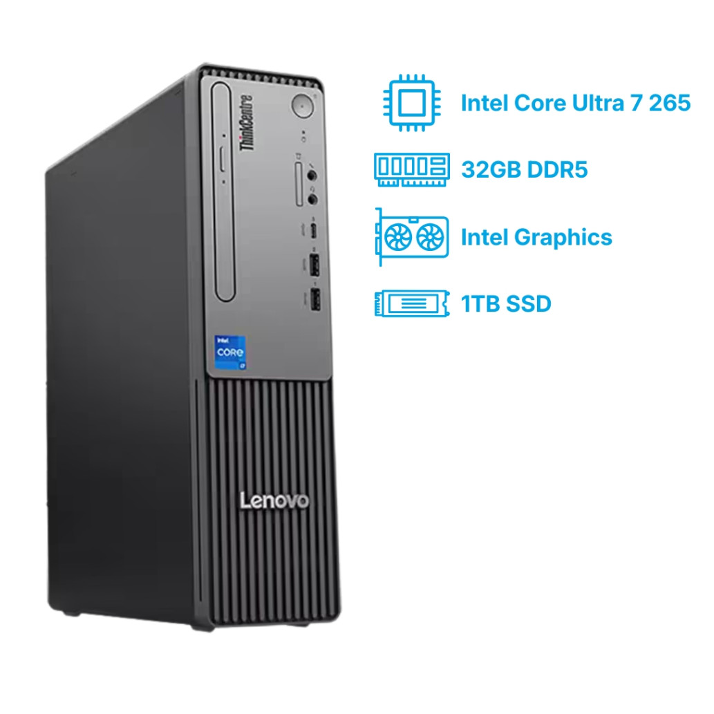 Računalnik Lenovo SFF TC Neo 50s G6 Ultra 7-265/ B860/ 32GB-DDR5/ 1TB/ 1xM.2 prost/ DVDRW/ CR/ Intel grafika HDMI DP USB-C/ BT WiFi RJ45/ 260W-90%/ Win11Pro črna 13DM-CTO