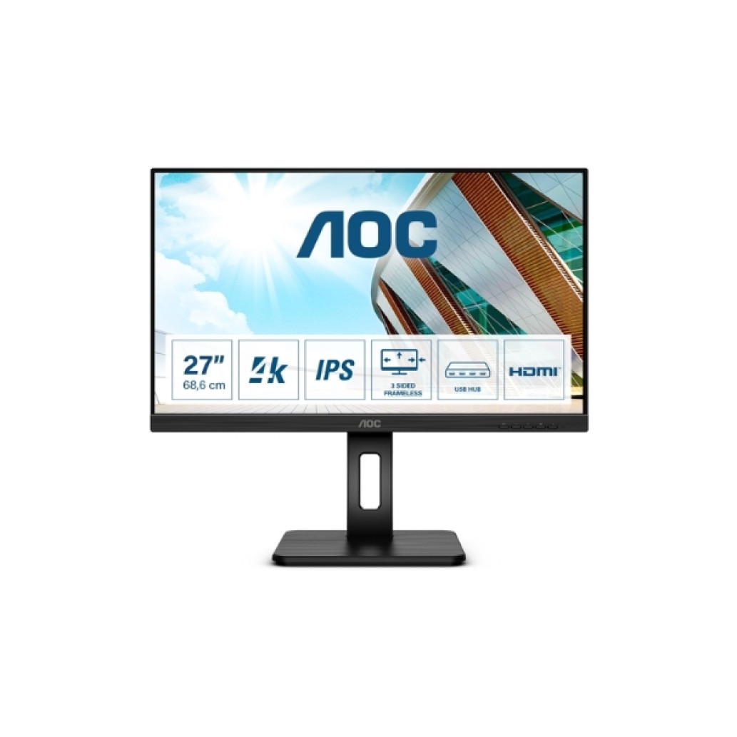 Monitor AOC 68,6 cm (27,0in) U27P2CA 3840x2160 IPS 4ms 2xHDMI2.0 DisplayPort USB-C 65W 4xUSB3.2 Pivot  3H sRGB112%