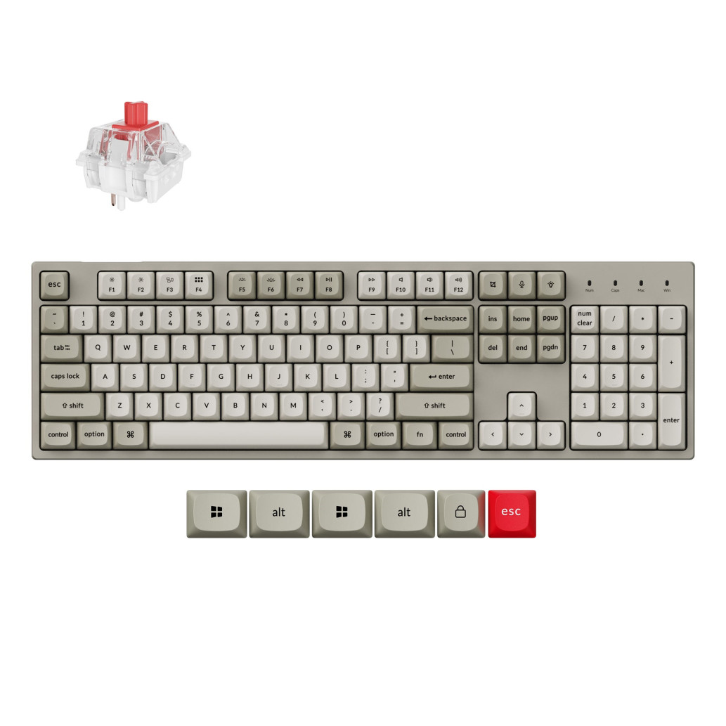Gaming Tipkovnica Žična Keychron C2 Pro 8K QMK UK | siva RGB (C2PX-M1-UK)
