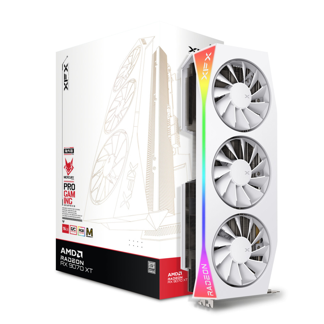 Grafična kartica AMD RX9070 XT XFX Magnetic Air Edition bela - 16GB GDDR6  | 1xHDMI 2.1 3xDisplayport 2.1 (RX-97TMARGW9)