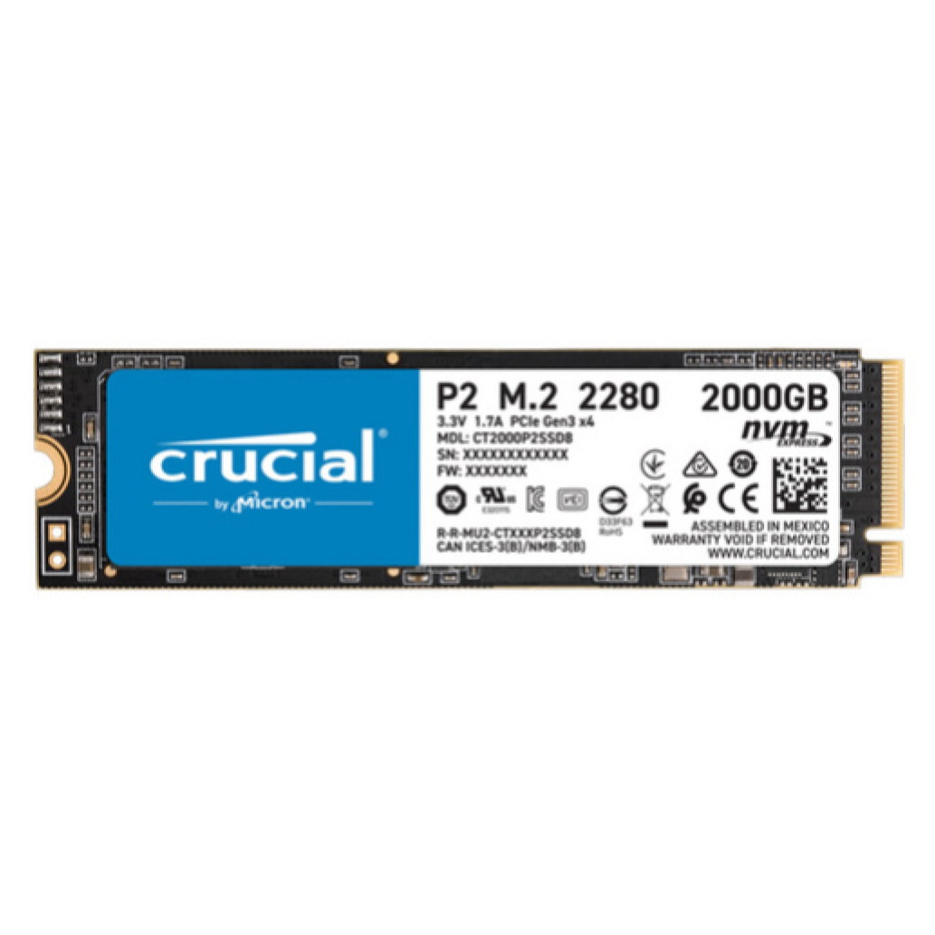 Disk SSD M.2 NVMe PCIe 3.0 2TB Crucial P2 2280 2400/ 1900MB/ s (CT2000P2SSD8)