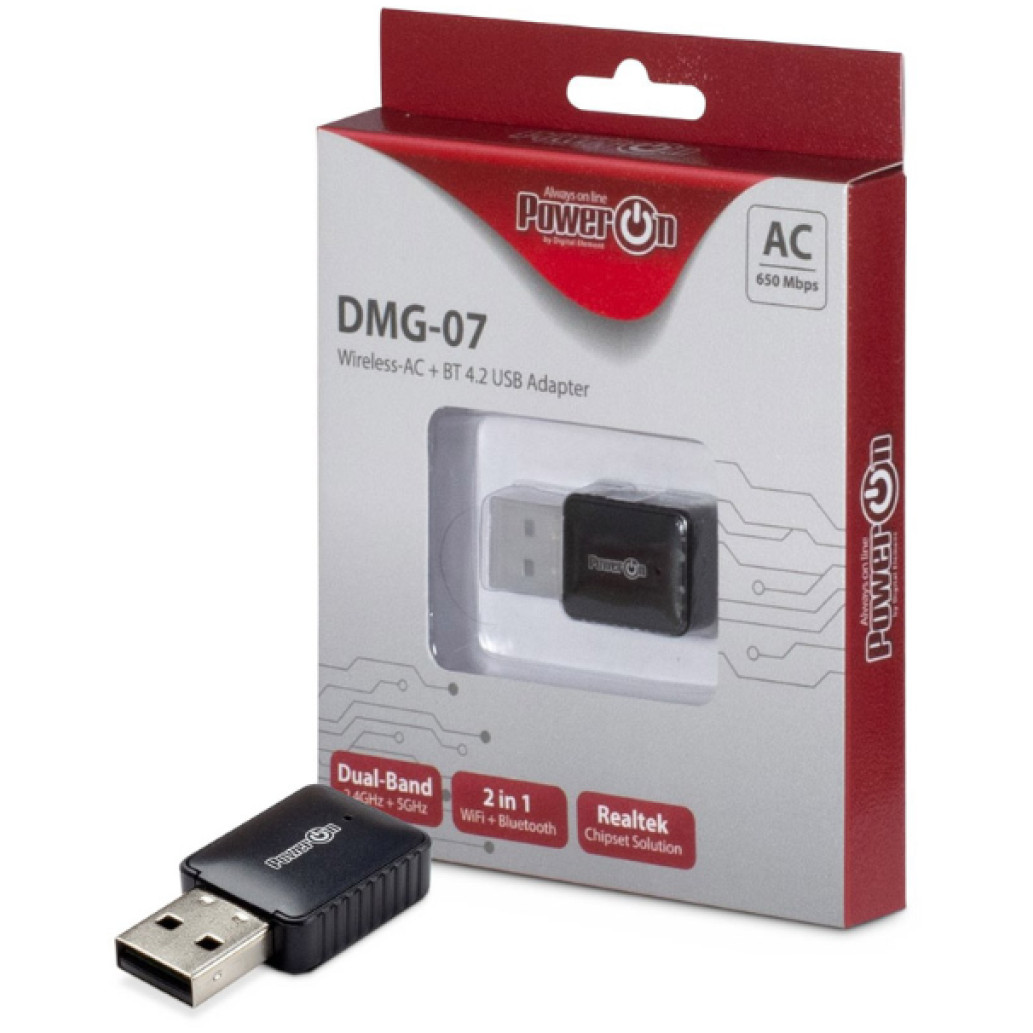 Brezžični mrežni adapter USB 2.0 Inter-Tech DMG-07 WiFi5 802.11ac AC650 650Mbit/ s Dualband Nano BT 4.0 (88888146)