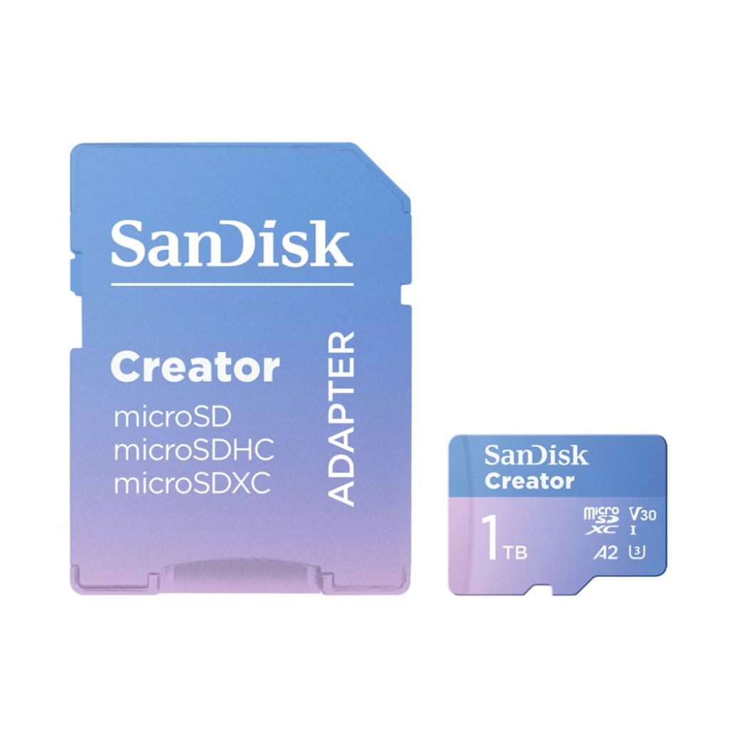 Spominska kartica microSDXC 1TB Sandisk Creator 190MB/s/130MB/s U3 V30 UHS-I A2 +adapter (SDSQXAV-1T00-GN6MS)