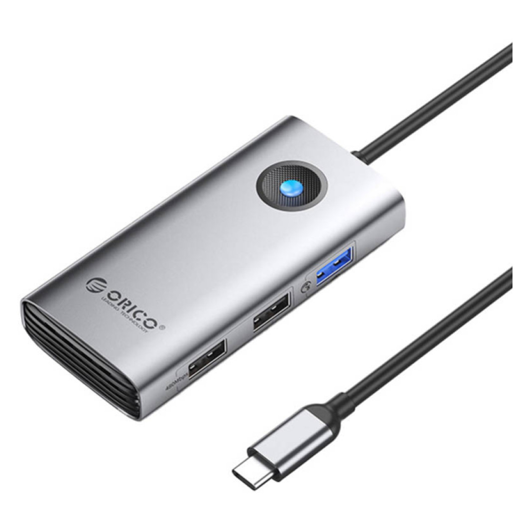 Priklopna postaja USB-C =>Orico PW11–5P 1xHDMI 2xUSB2.0, 1xUSB3.0 1xUSB-C 60W (PW11-5P-GY-EP)