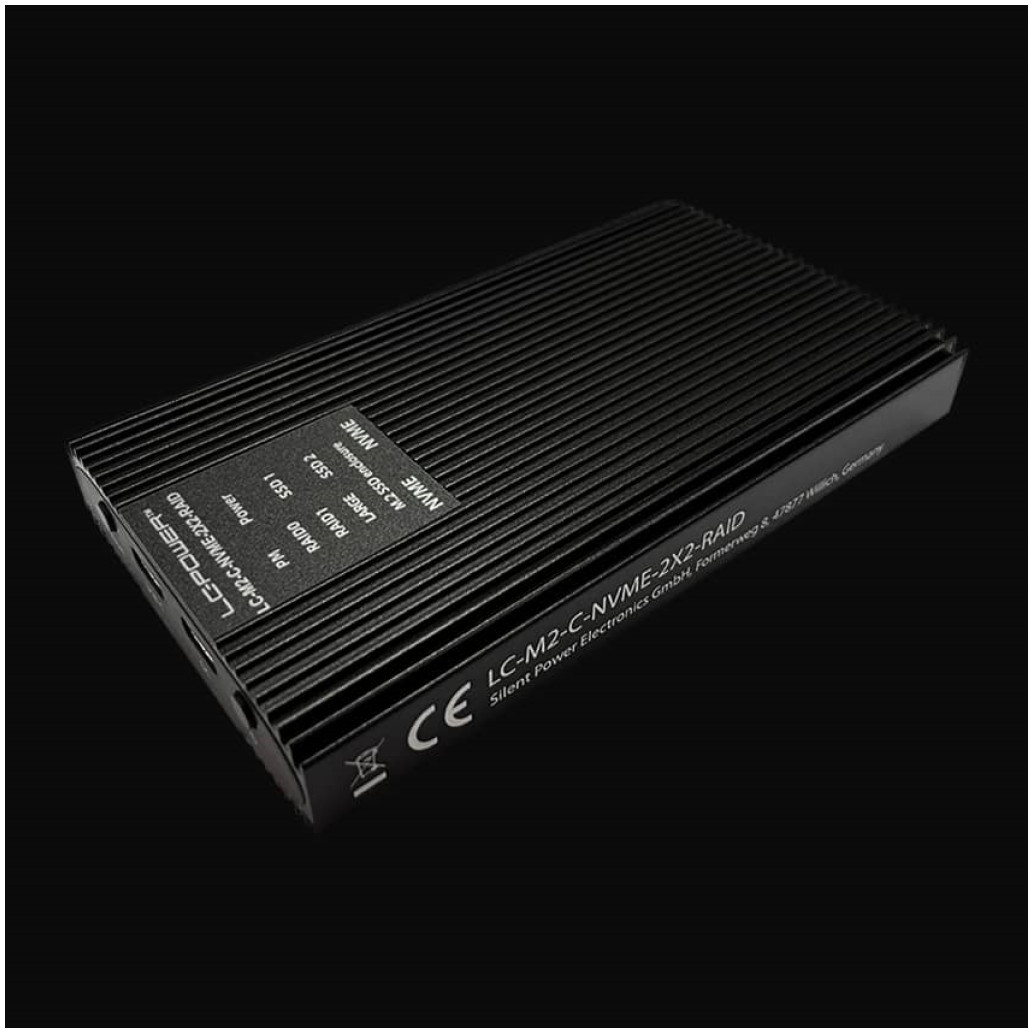 Ohišje za SSD disk M.2 => USB-C PCIe NVMe USB 3.2 Gen2 RAID 0/1 aluminij LC-Power (LC-M2-C-NVME-2X2-RAID)
