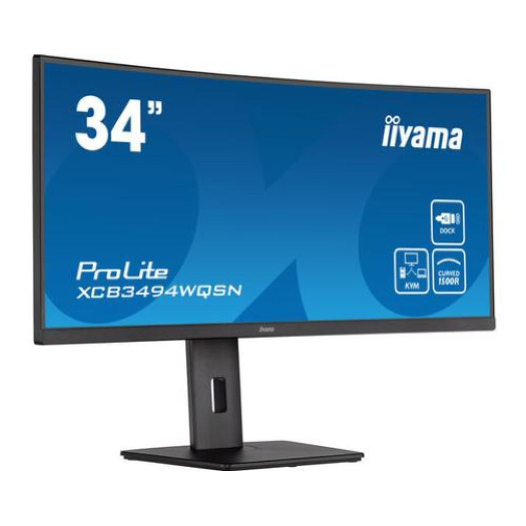 Monitor Iiyama 86,4 cm (34,0in) XCB3494WQSN-B5 3440x1440 Curved 120Hz VA 0,4ms HDMI DisplayPort USB-C 65W 4xUSB3.0 HAS 120Hz Zvočniki  sRGB99% KVM RJ45